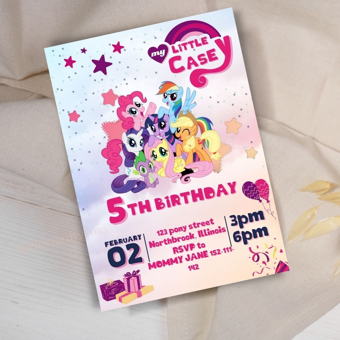 Little Pony Customize Birthday Invitation 5×7, Beautiful Design Invitation
