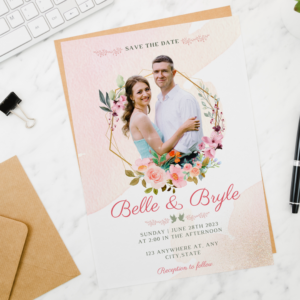 Floral Couple Wedding Invitation, Customize Design Invitation, Minimalist Invitation