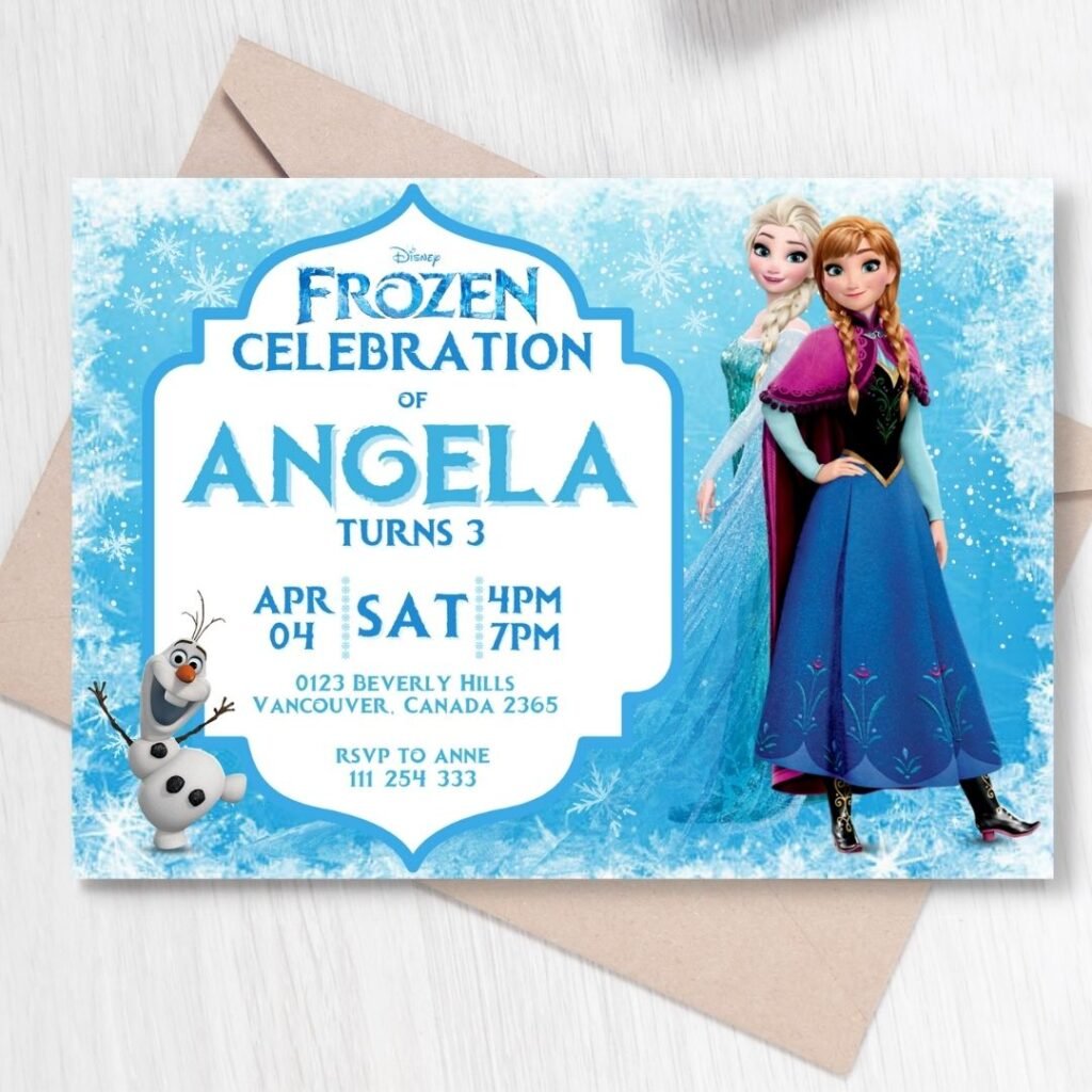 FROZEN Elsa & Anna 003 Birthday Template Invitation, Customize Design ...