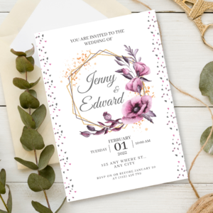 Floral Decoration Wedding Invitation, Customize Design Invitation, Minimalist Invitation
